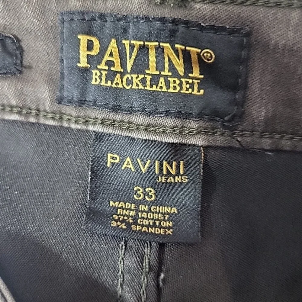 PAVINI Jeans Italian‎ Black Label Men's Classic Fit Straight Leg Jeans 33 Gray